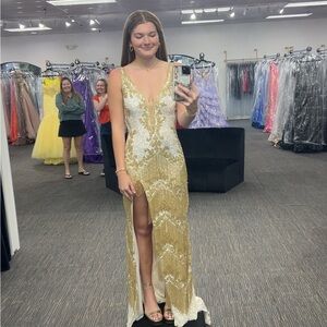 Jovani Gold & White Prom Dress - 38847